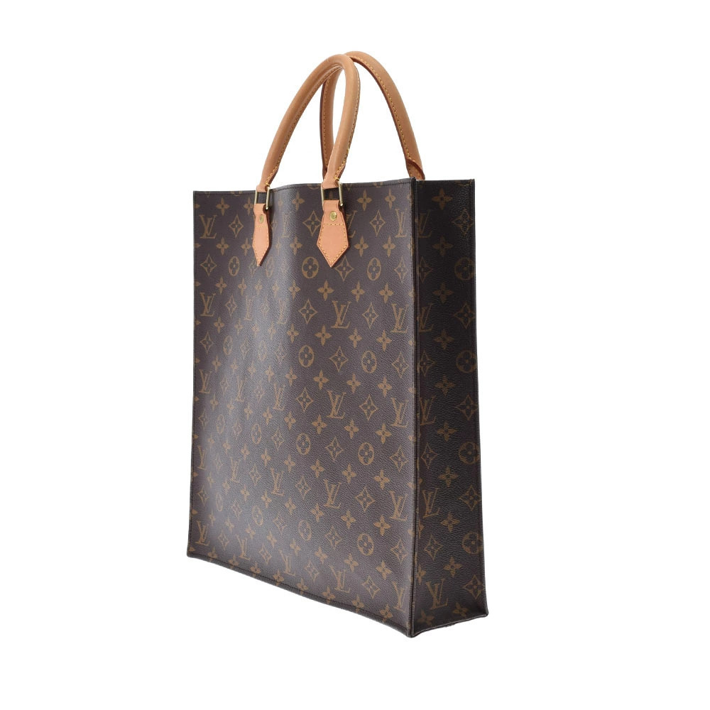 Louis Vuitton Sac Canvas Tote Plat Monogram Brown Bag Brown